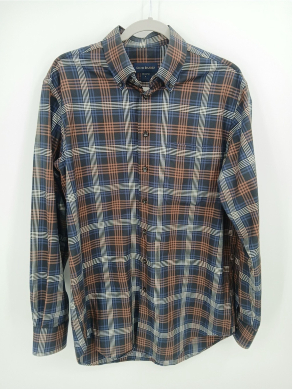 Scott Barber Men's 100% Cotton Plaid Button Front Shirt Size M Multicolor